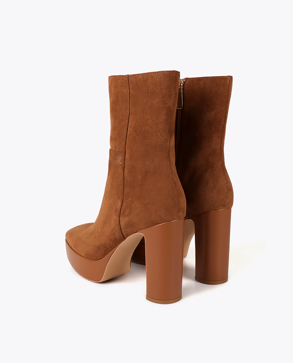 Platform Ankle Boot in Suede Effect