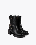 Heeled Biker Boots with Metallic Details