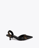 Backless Heel Shoe with Metallic Details