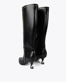 High Boot with Custom Heel and Square Stud Detail