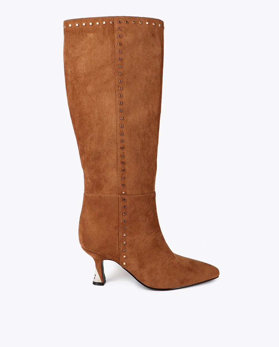 High Boot with Custom Heel and Square Stud Detail