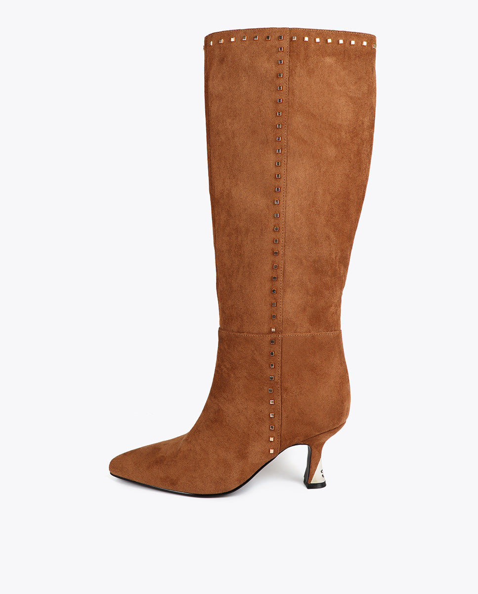 High Boot with Custom Heel and Square Stud Detail