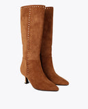 High Boot with Custom Heel and Square Stud Detail