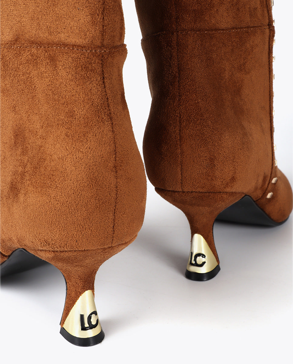 High Boot with Custom Heel and Square Stud Detail