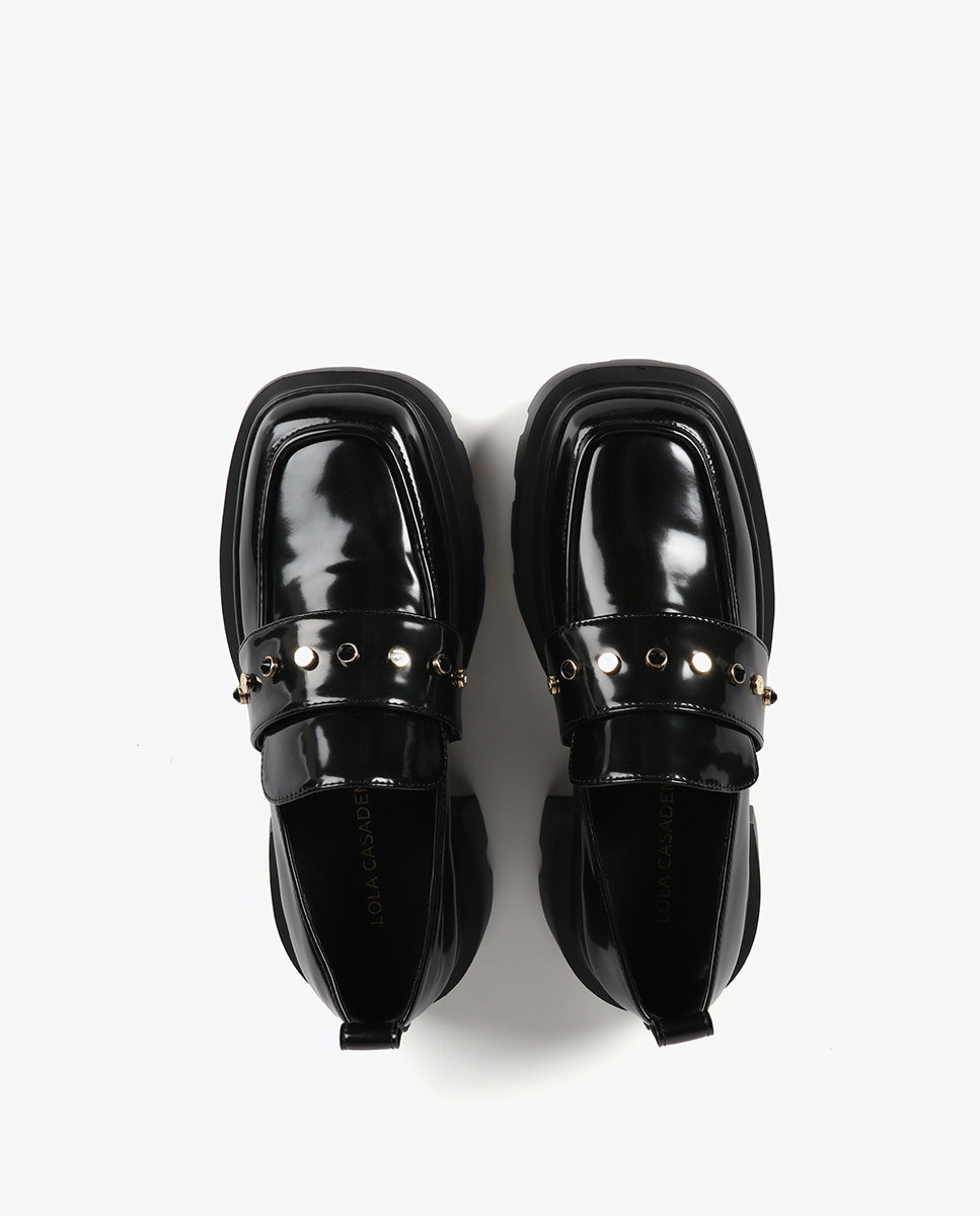 Square Toe Loafer with Stud Detail