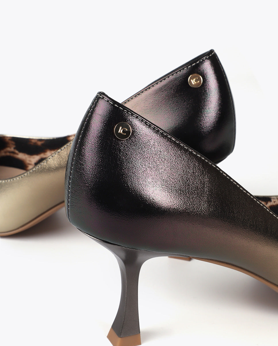 Metallic Gradient Effect Heel Shoe with Patterned Lining