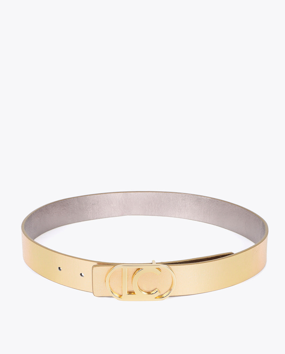 Reversible Belt with Metallic Oval Buckle