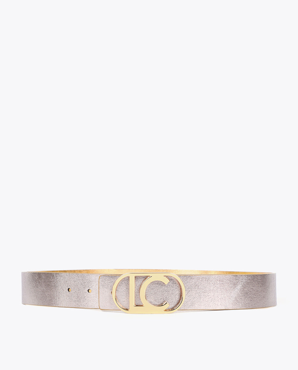 Reversible Belt with Metallic Oval Buckle
