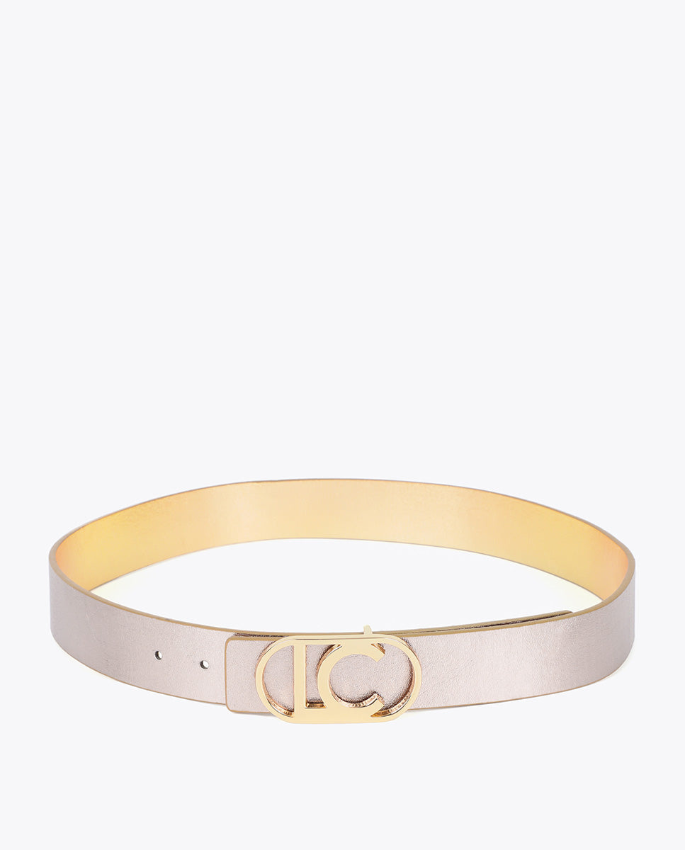 Reversible Belt with Metallic Oval Buckle