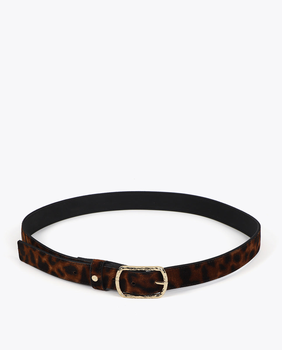 Narrow Leopard Print Belt