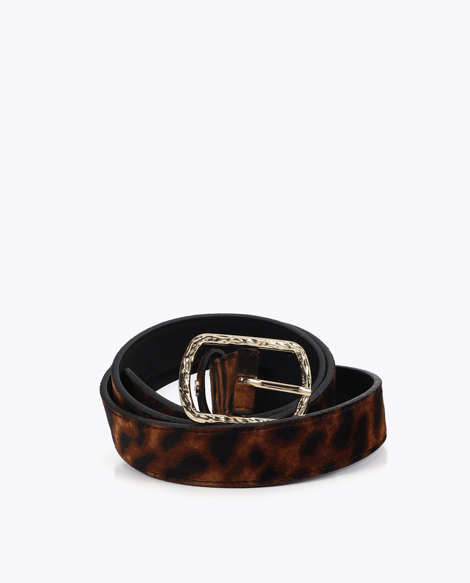 Narrow Leopard Print Belt