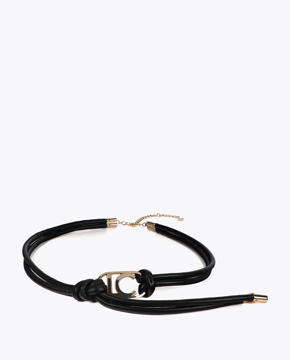 Oval Logo Faux Leather Straps Belt