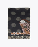 Polka Dot Scarf with Tiger Print