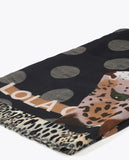 Polka Dot Scarf with Tiger Print