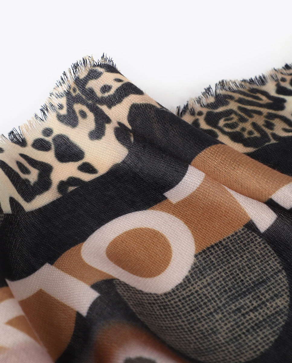 Polka Dot Scarf with Tiger Print