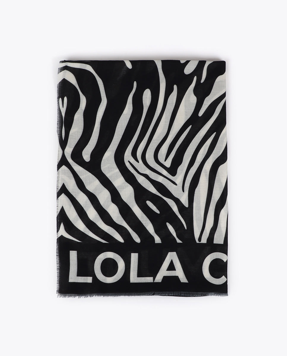 Zebra and Solid Print Scarf
