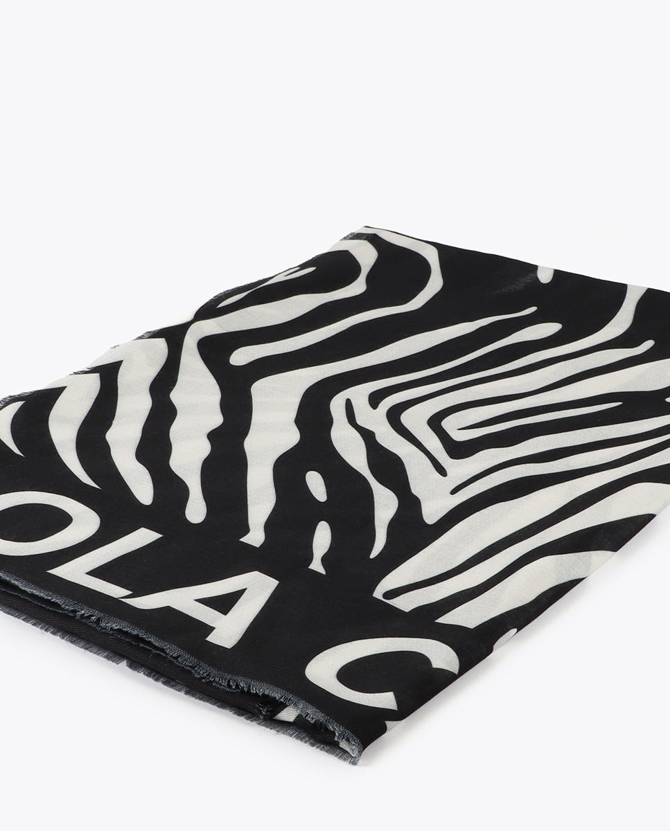 Zebra and Solid Print Scarf