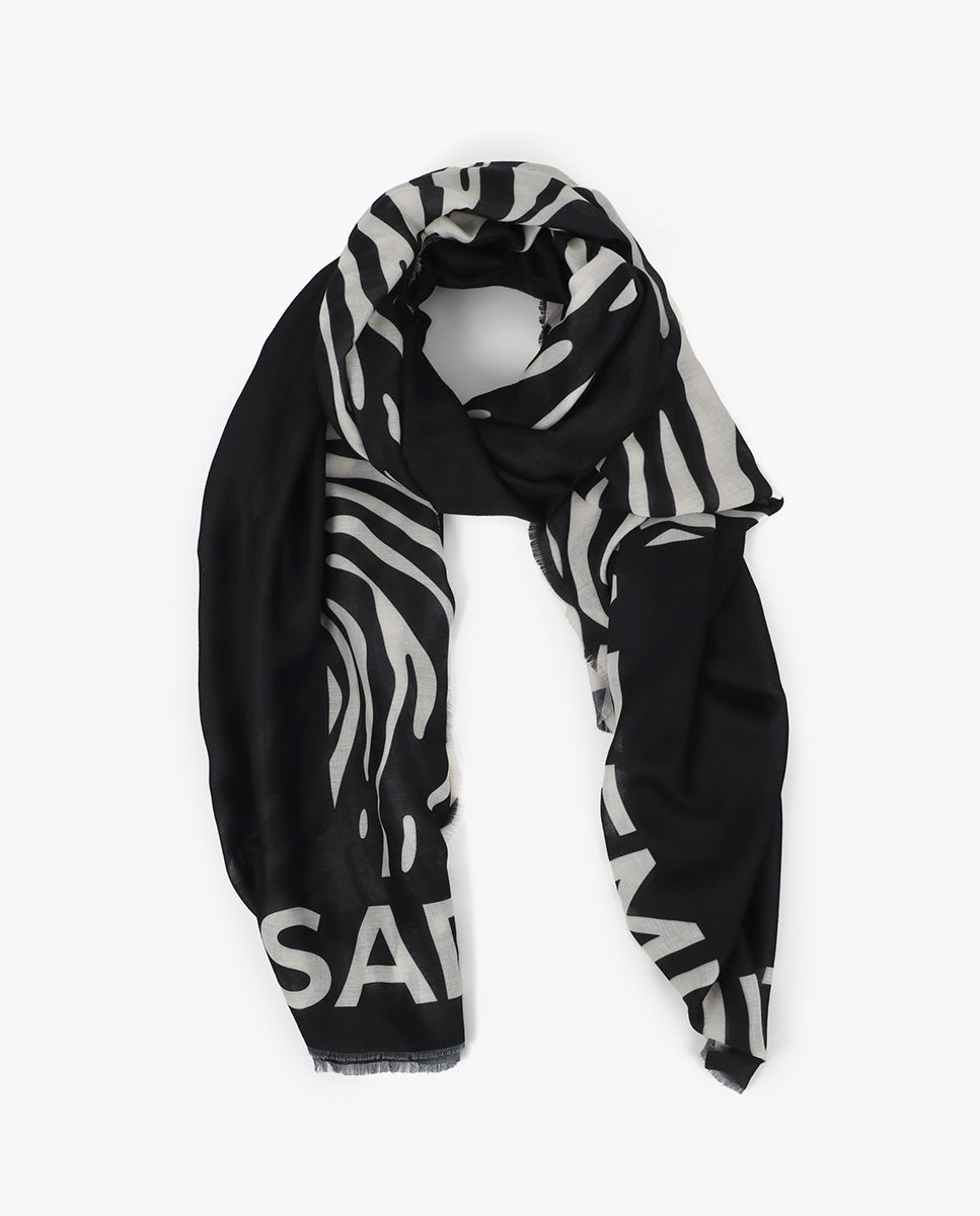 Zebra and Solid Print Scarf