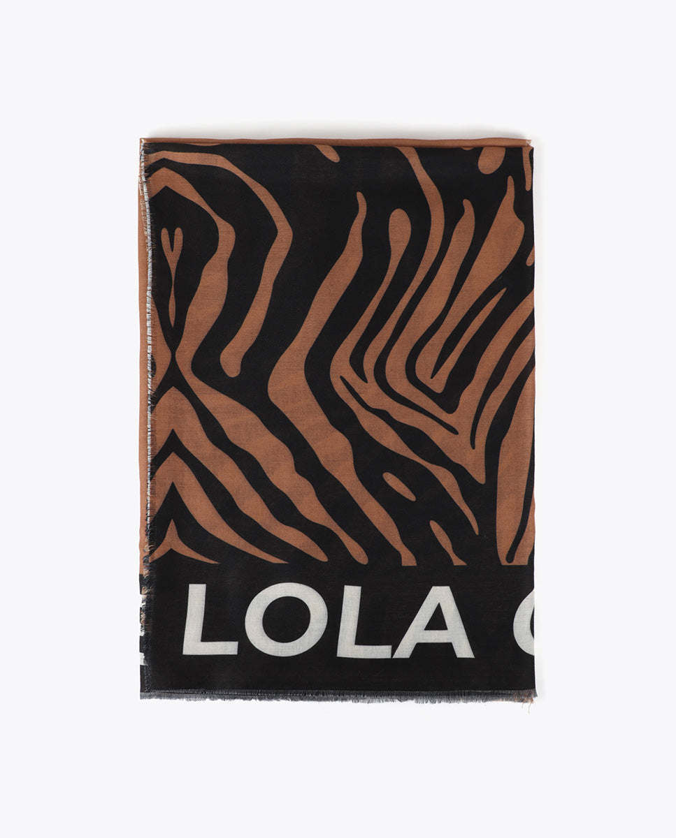 Zebra Print and Solid Scarf