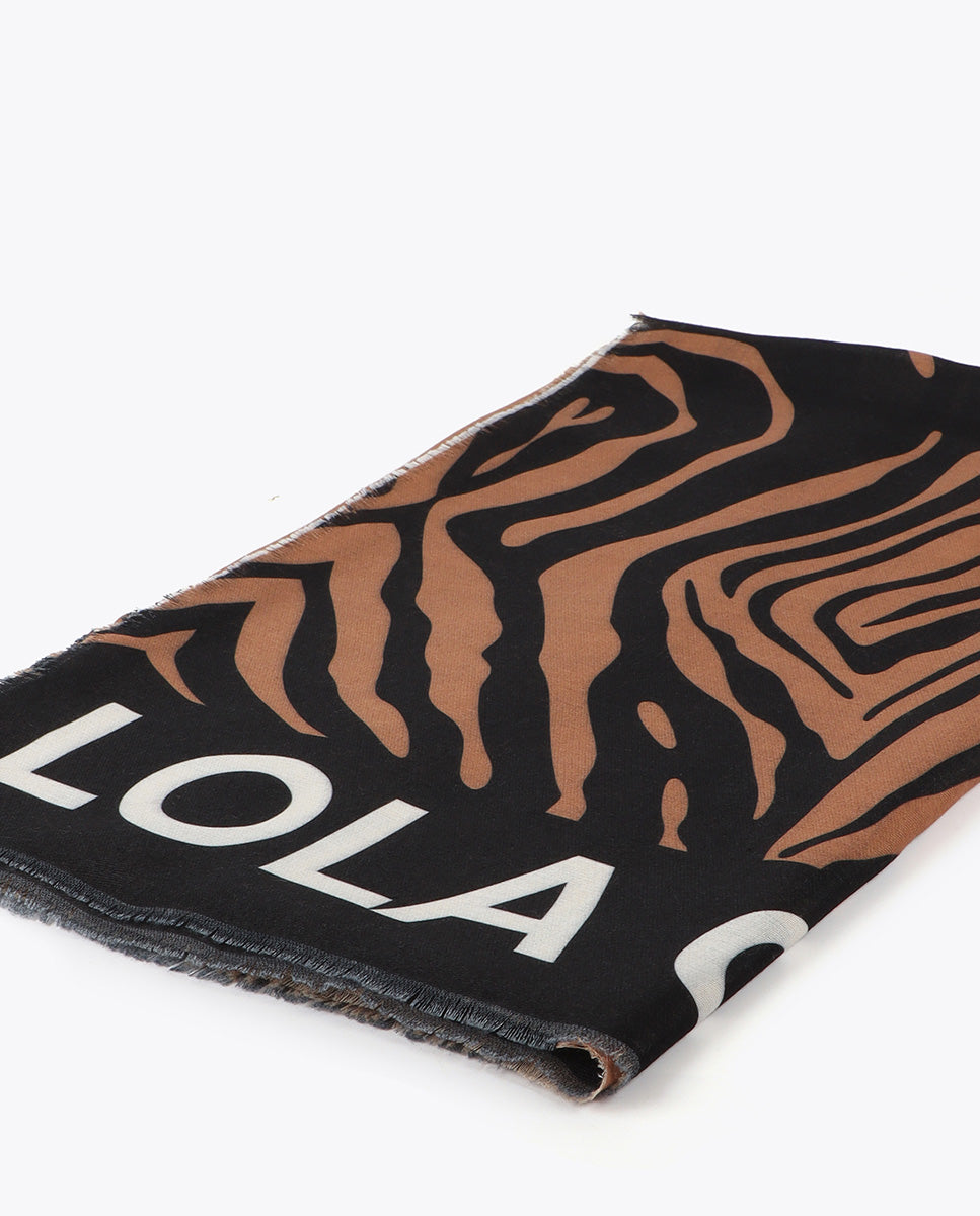 Zebra Print and Solid Scarf