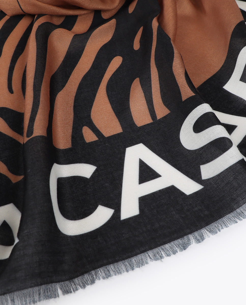 Zebra Print and Solid Scarf