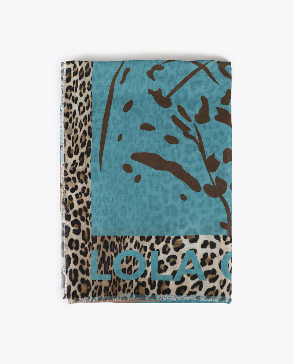 Double-Sided Tiger Face Print Scarf