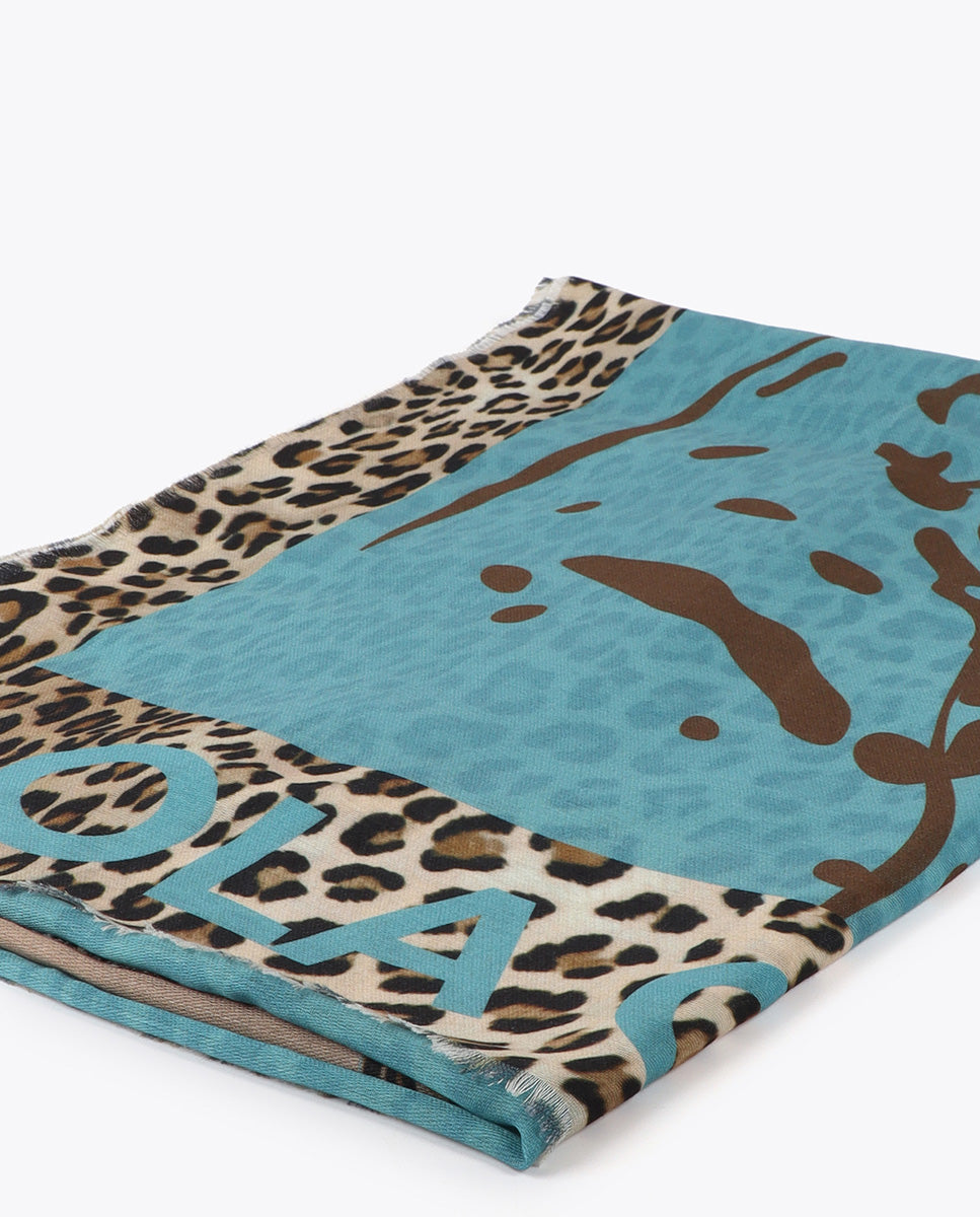 Double-Sided Tiger Face Print Scarf
