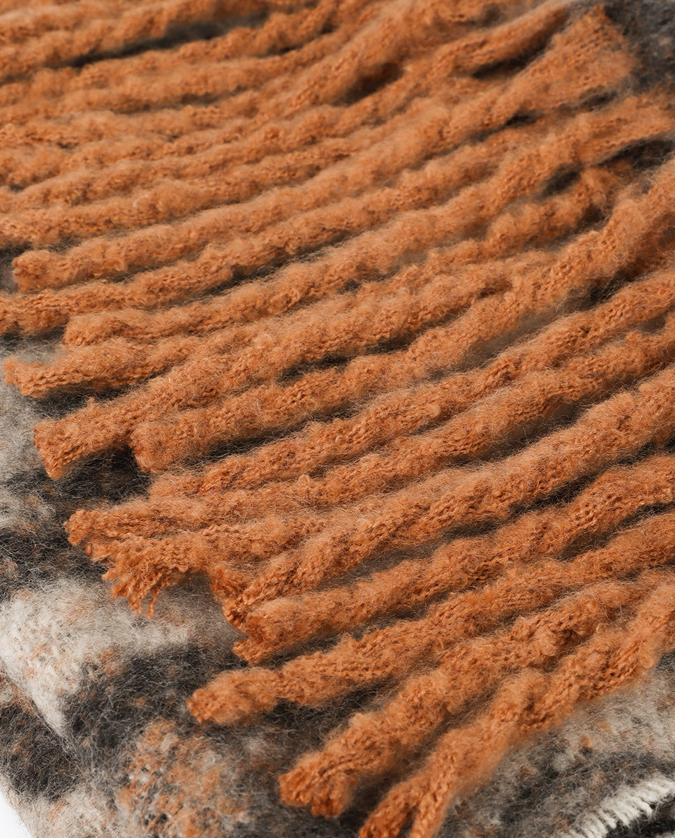 Animal Print Scarf with Fringes