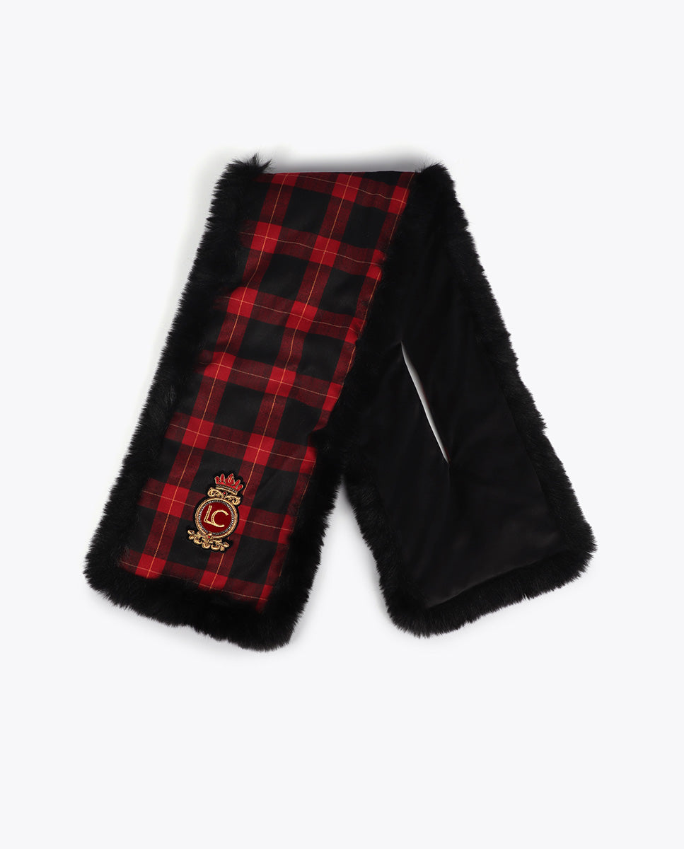 Reversible Tartan and Faux Fur Scarf