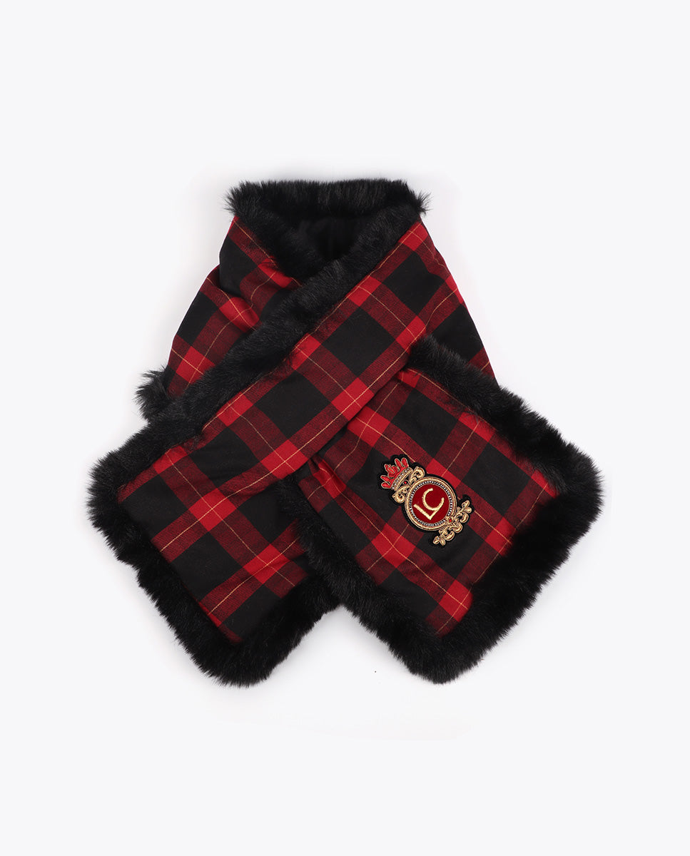 Reversible Tartan and Faux Fur Scarf
