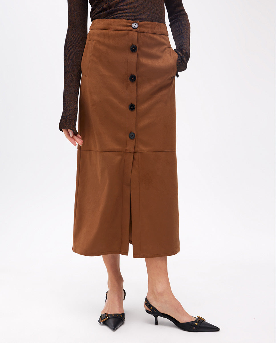Midi Suede Pencil Skirt