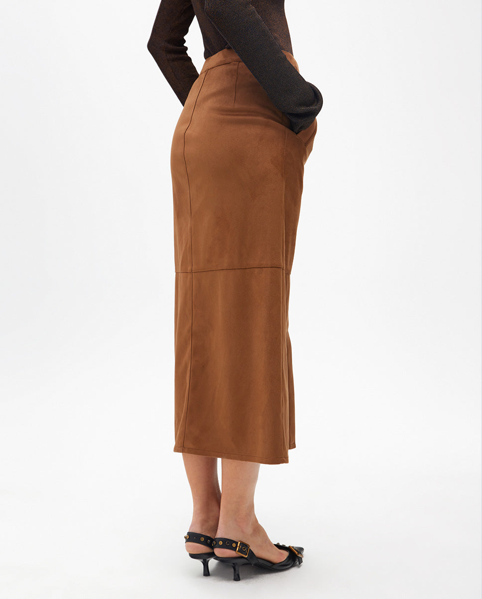 Midi Suede Pencil Skirt