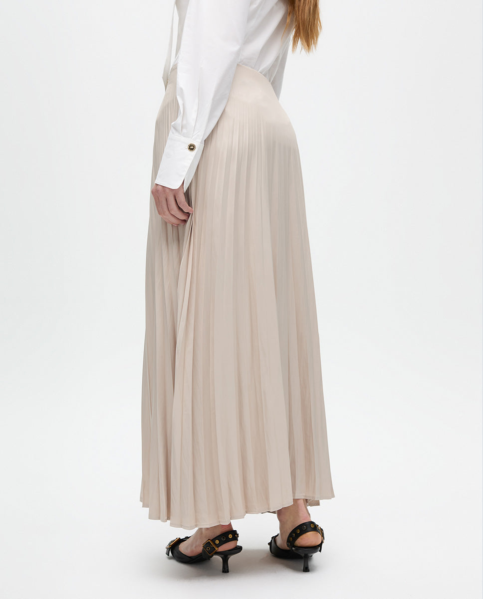 Waxed Effect Pleated Skirt
