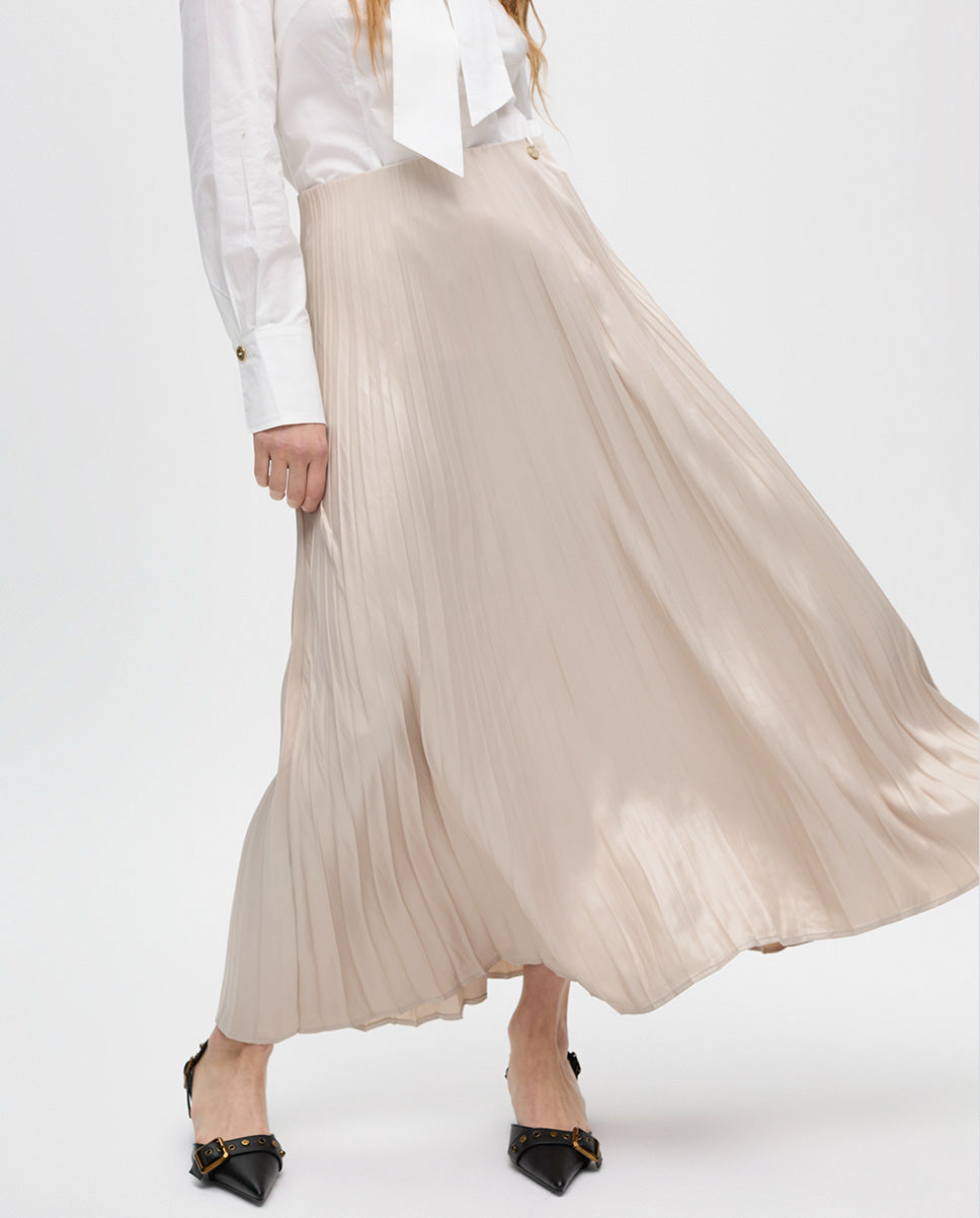 Waxed Effect Pleated Skirt