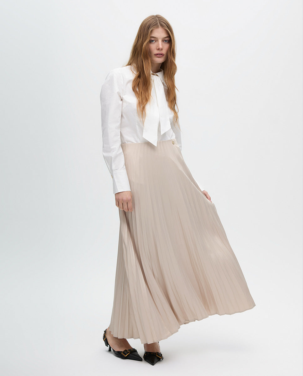 Waxed Effect Pleated Skirt