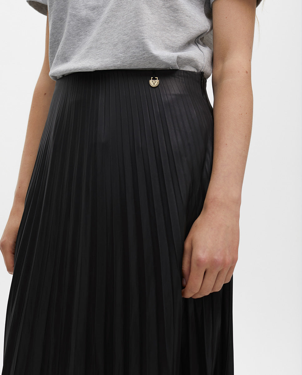 Waxed Effect Pleated Skirt