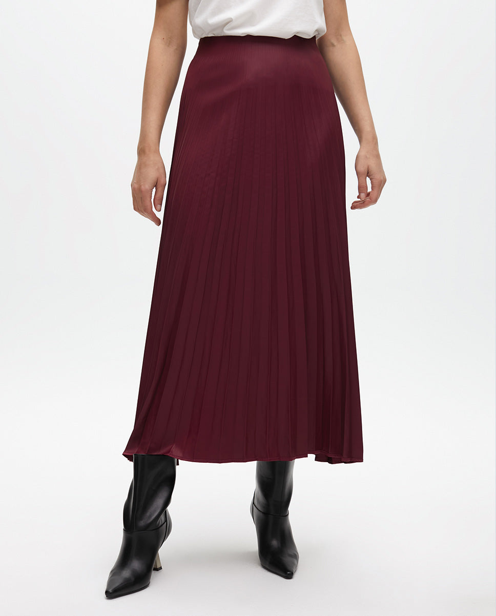 Waxed Effect Pleated Skirt