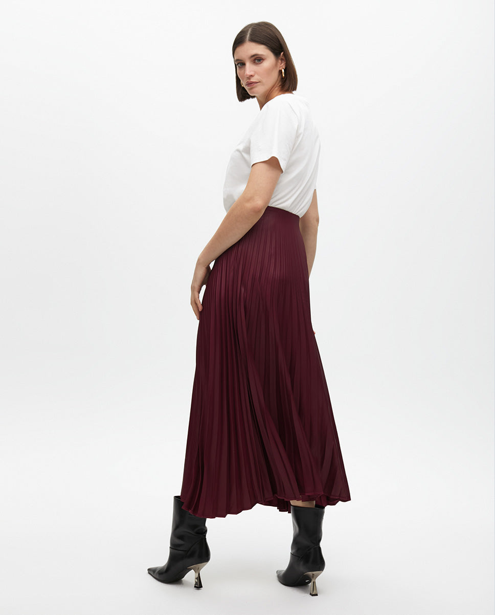 Waxed Effect Pleated Skirt