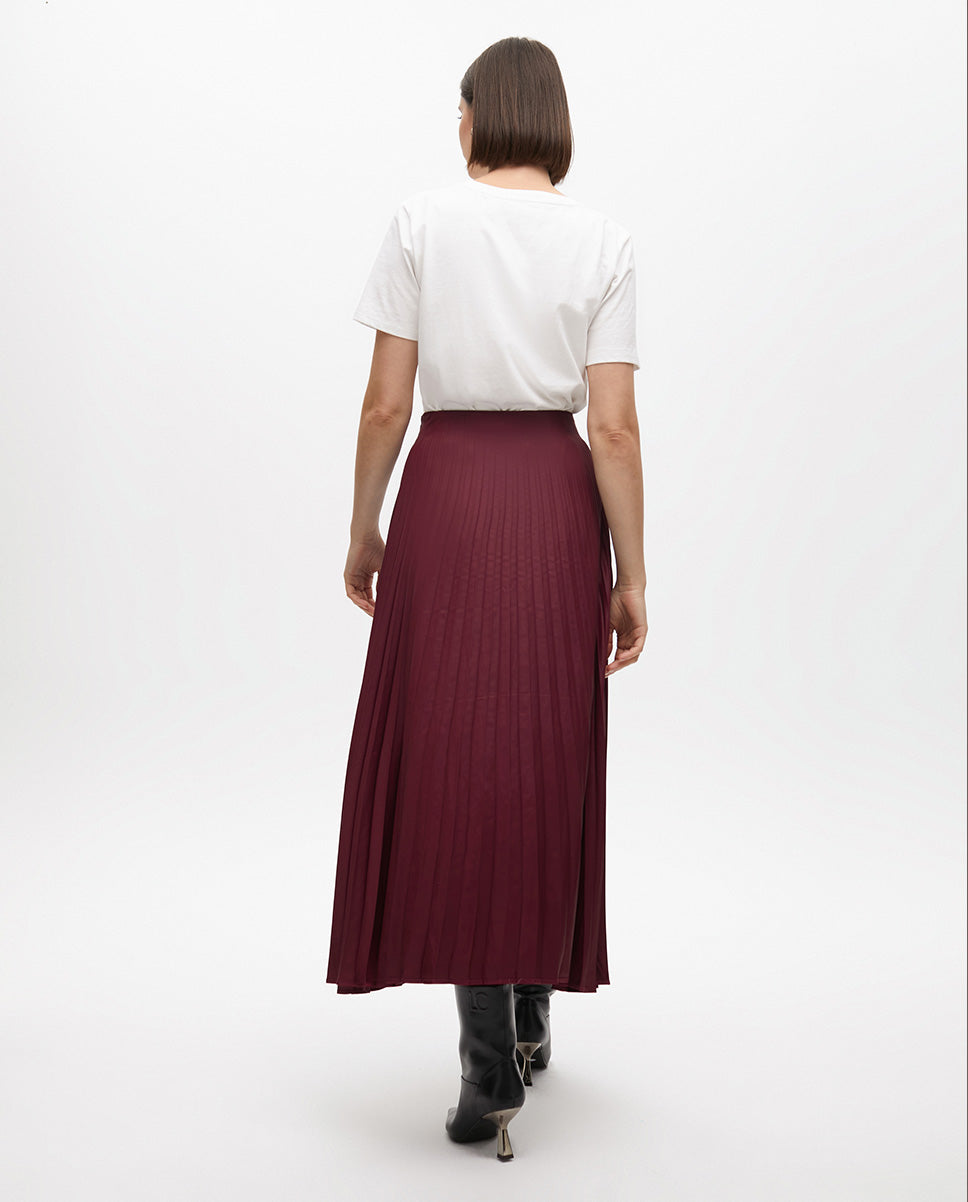 Waxed Effect Pleated Skirt