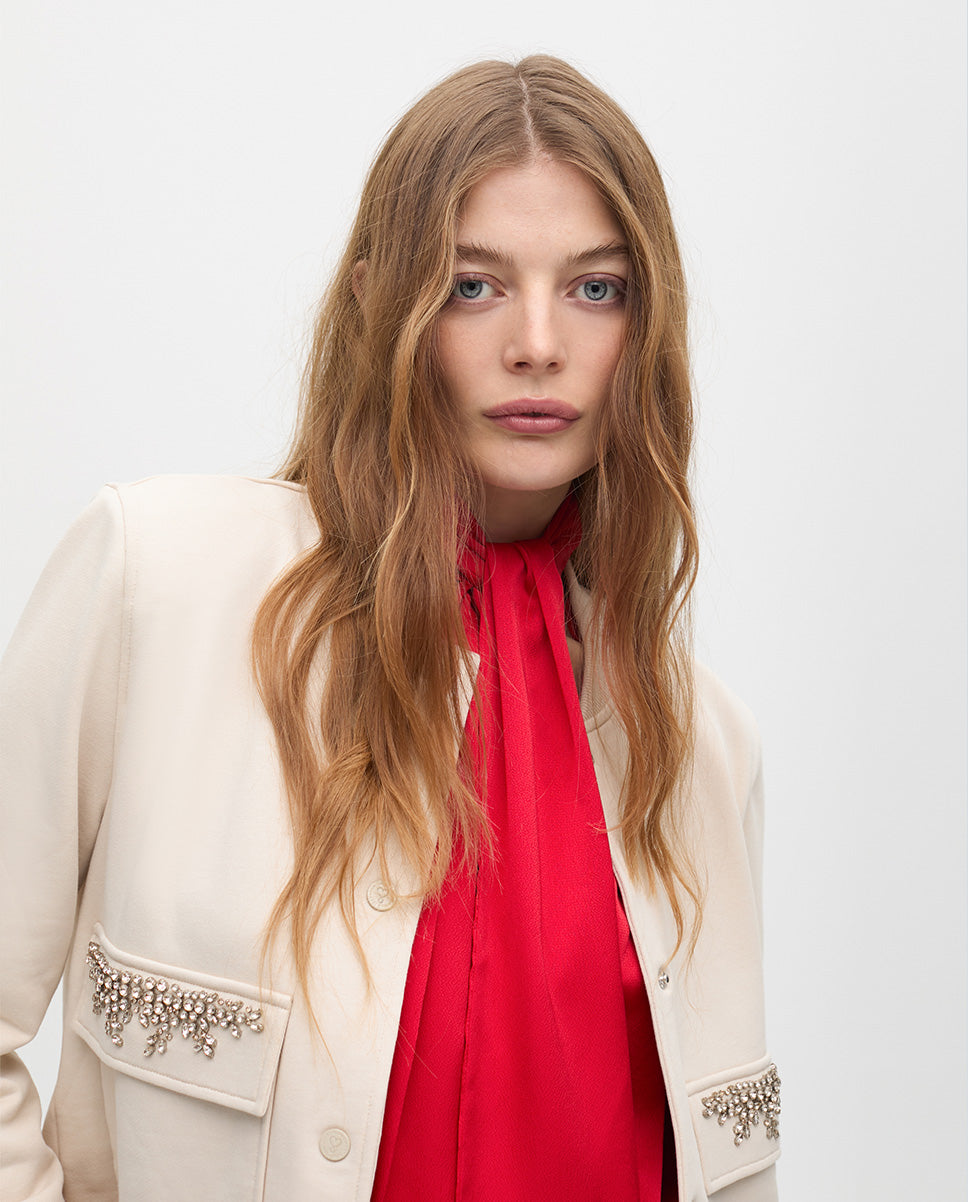 Bomber with Jewel Pocket Details