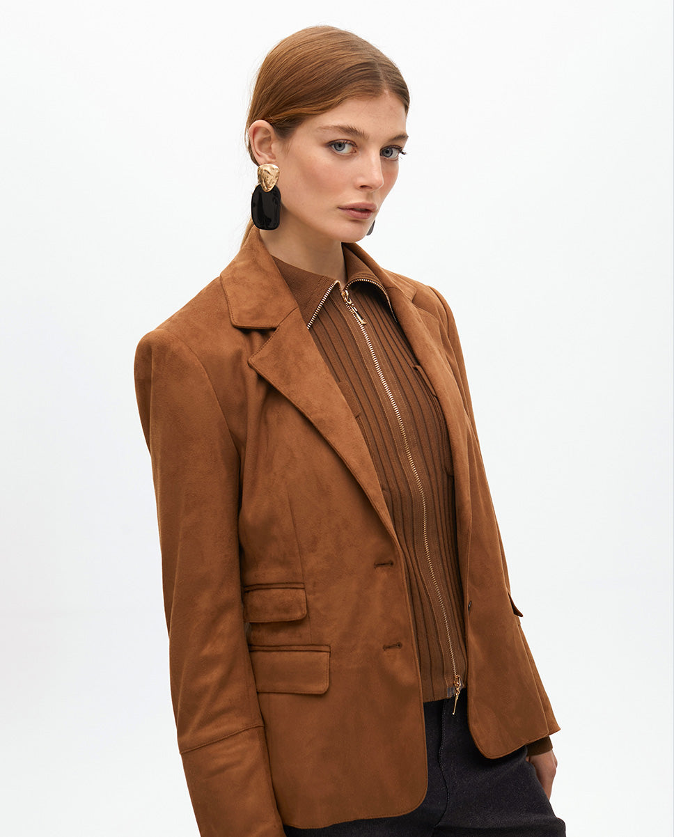 Zipper Cardigan with Double Pockets