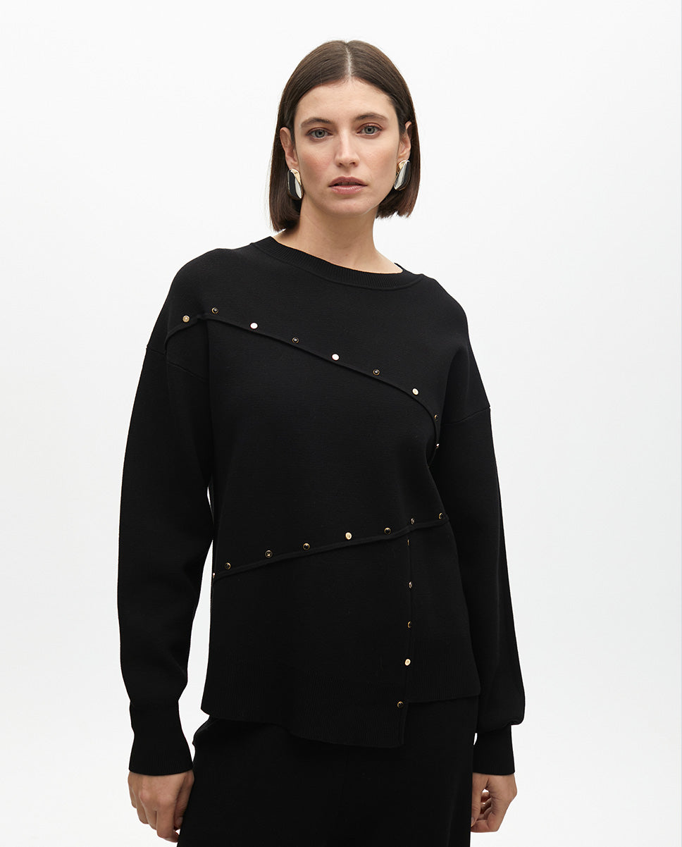 Deconstructed Stud Detail Sweater