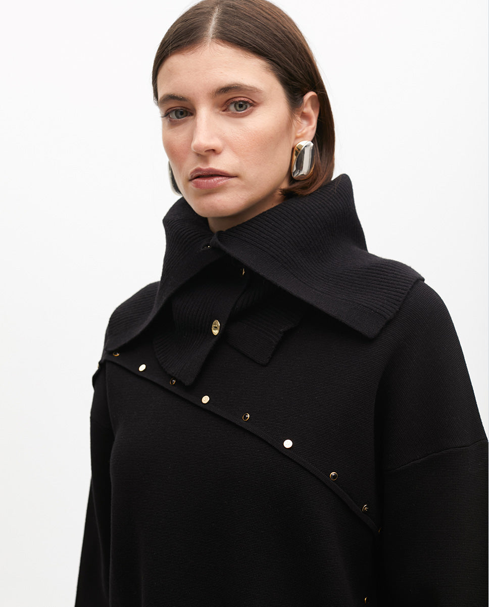 Deconstructed Stud Detail Sweater