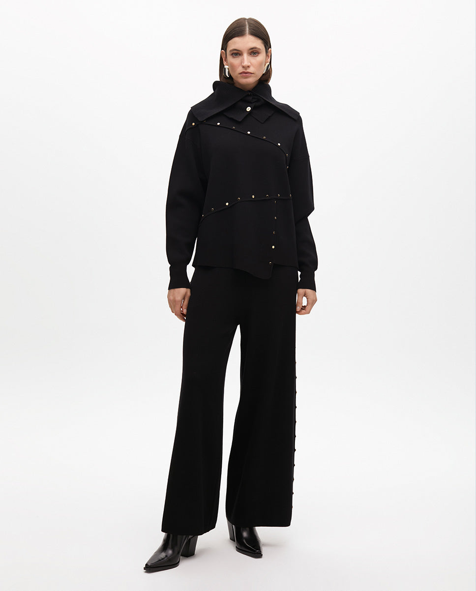 Deconstructed Stud Detail Sweater