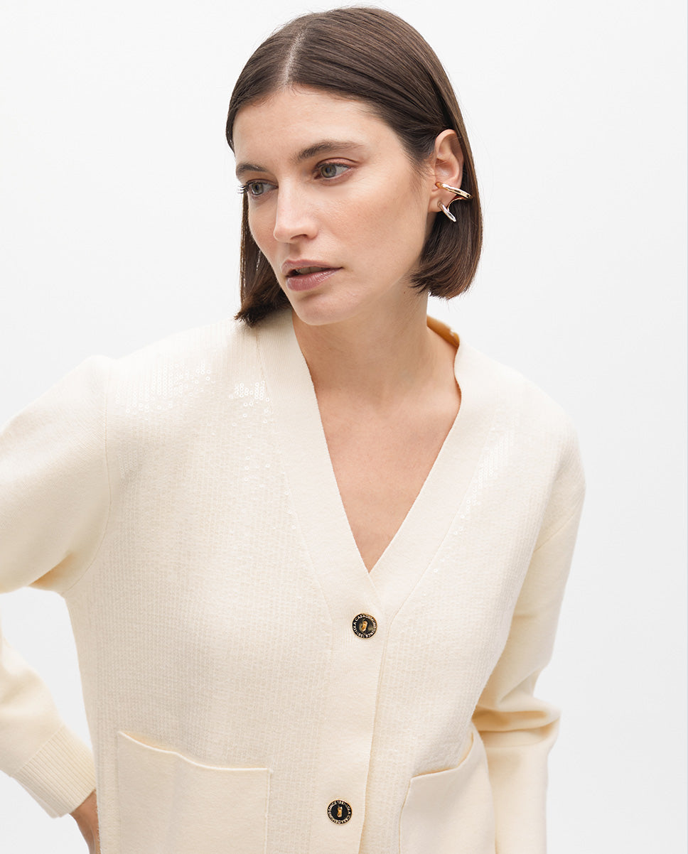 Sequin Detail Knit Cardigan