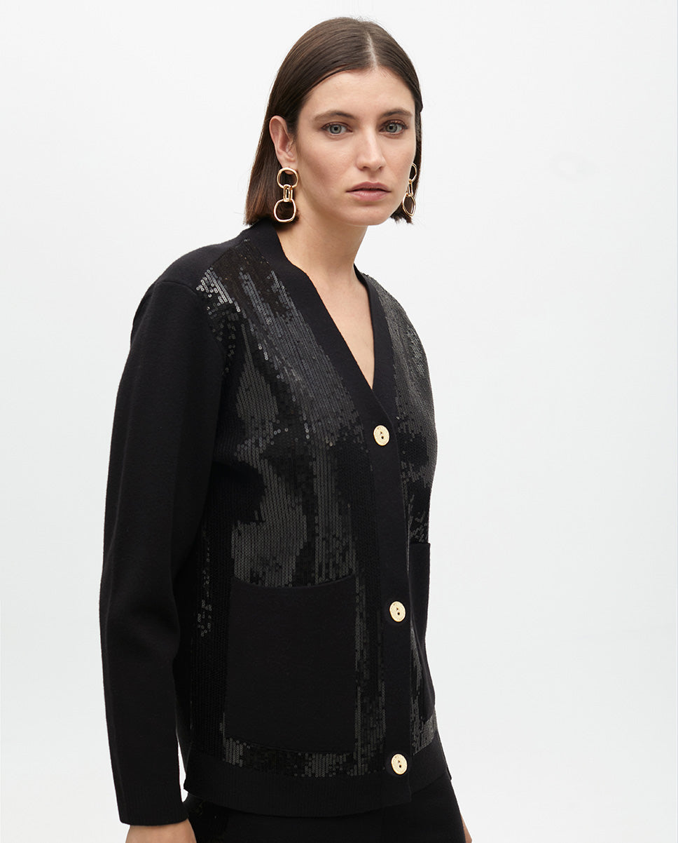 Sequin Detail Knit Cardigan