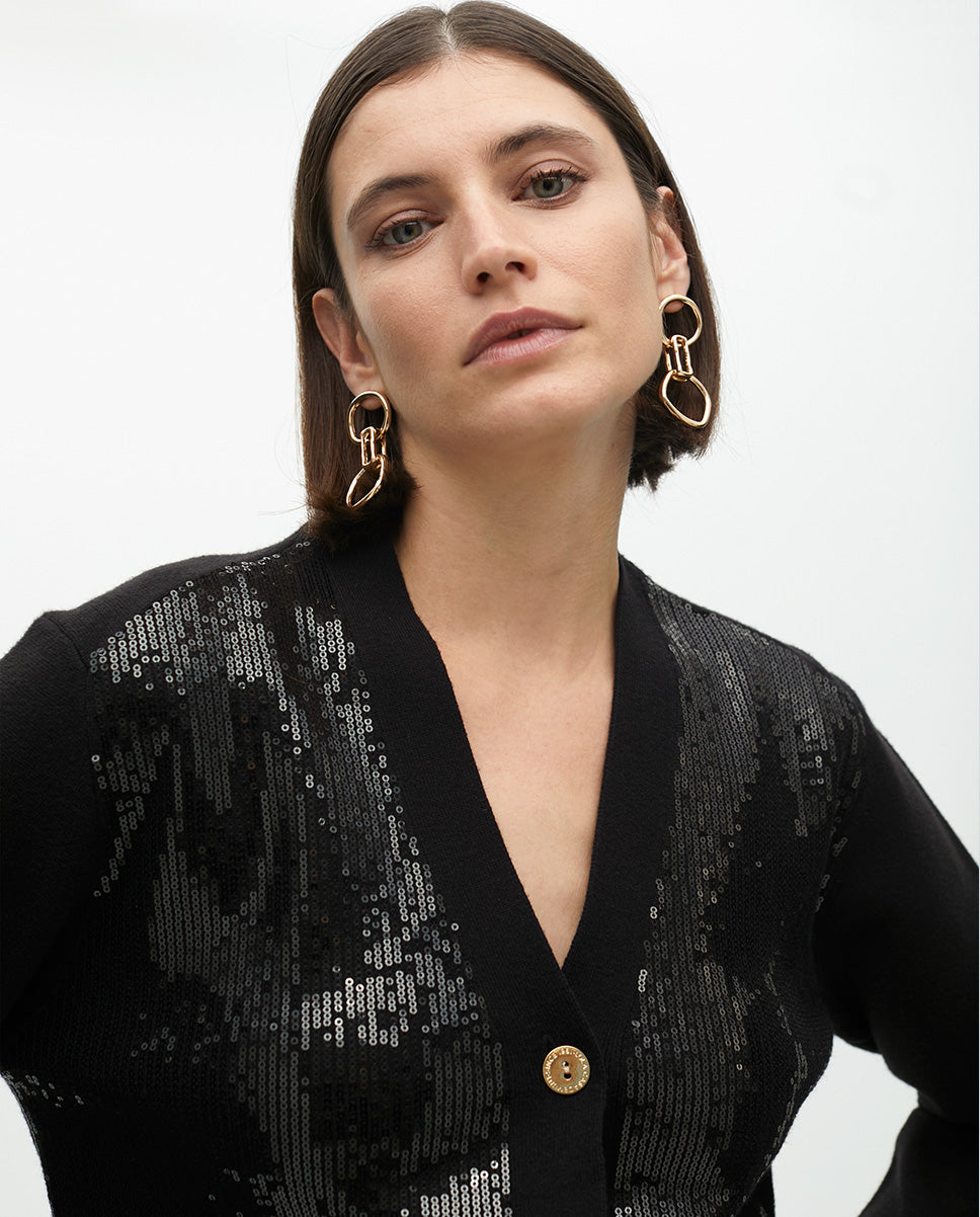 Sequin Detail Knit Cardigan
