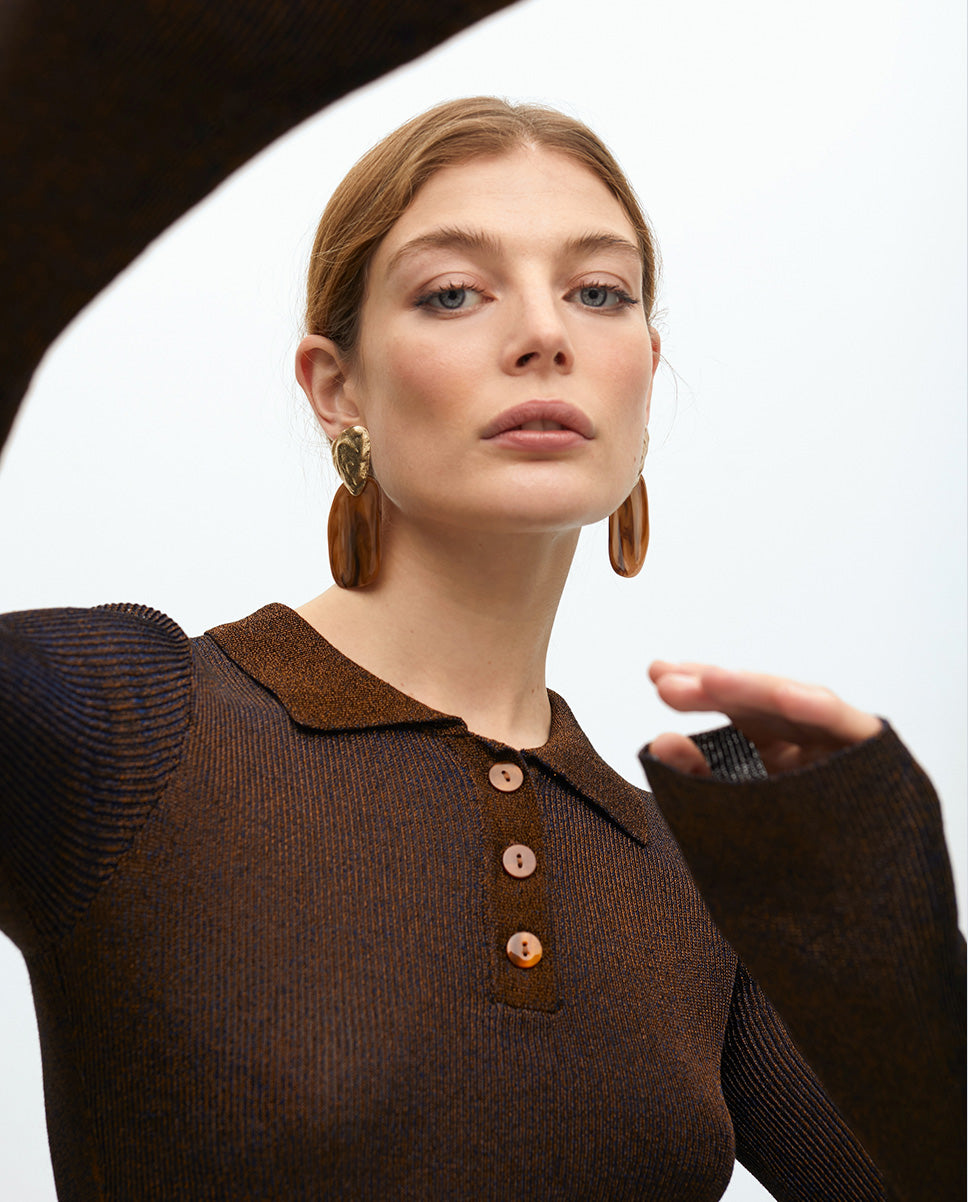 Fitted Sweater with Shiny Lurex