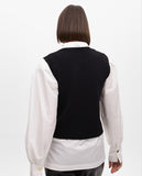 Combined Sweater with Poplin