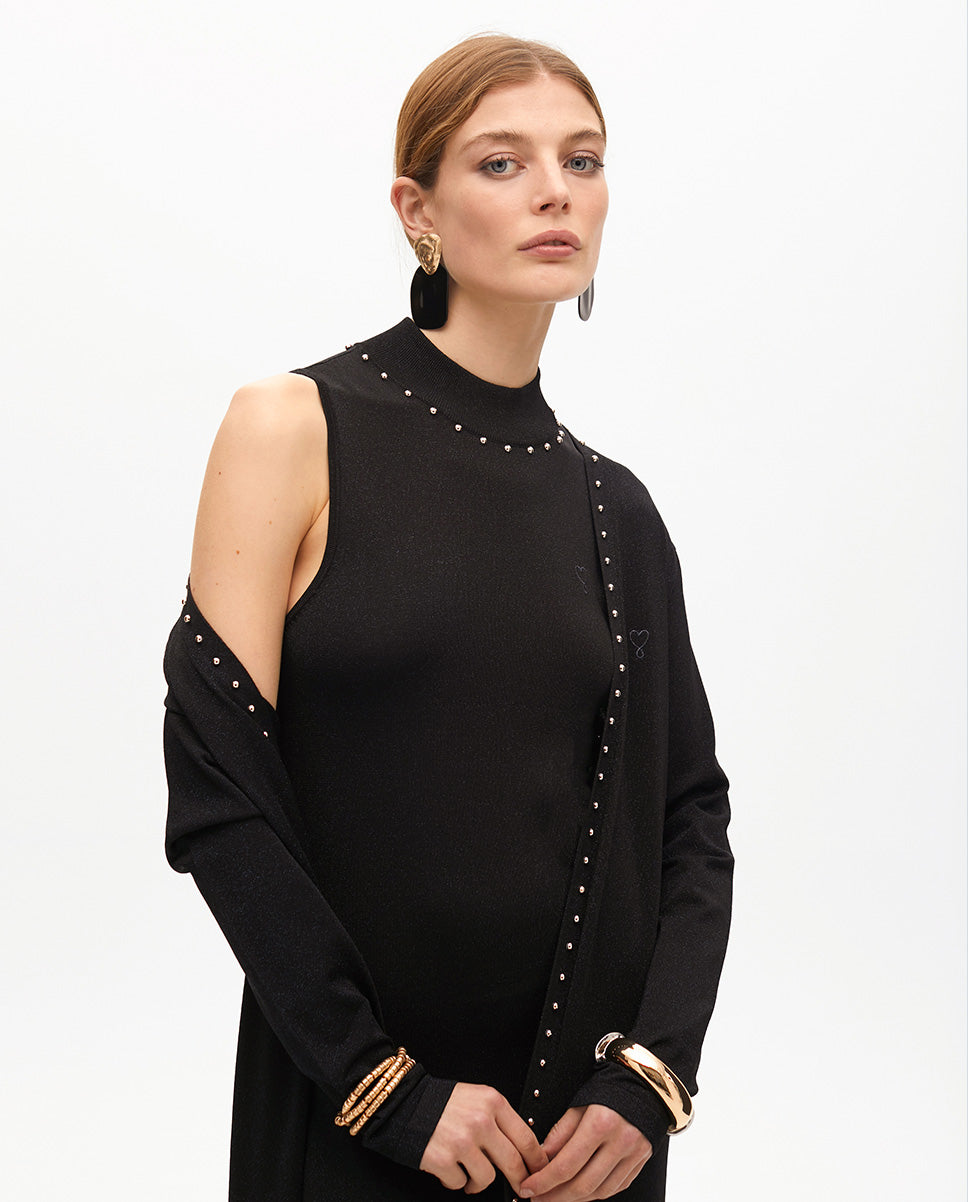 Long Lurex Knit Cardigan